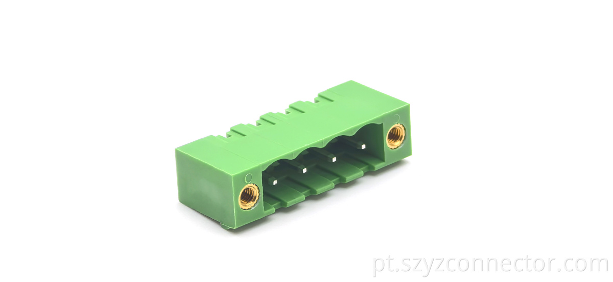 homem reto Pluggable dos blocos terminais do passo de 5.08mm com verde 1*4P do talão 5.08mm Pitch Pluggable Terminal Blocks Straight Male with Lug Green 1*4P
